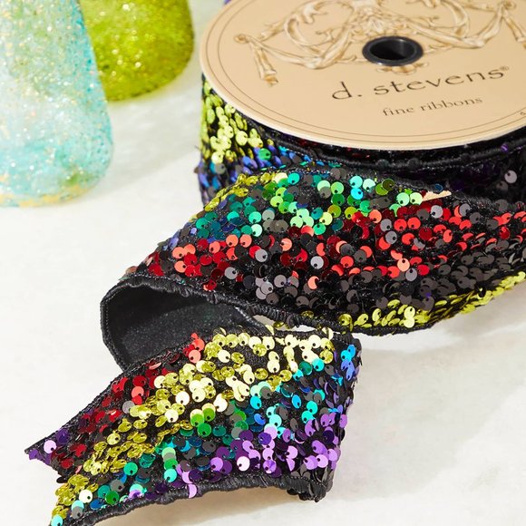 D. Stevens Sequined Ribbon, 2.5"W x 10 Yards - Picture 1 of 3